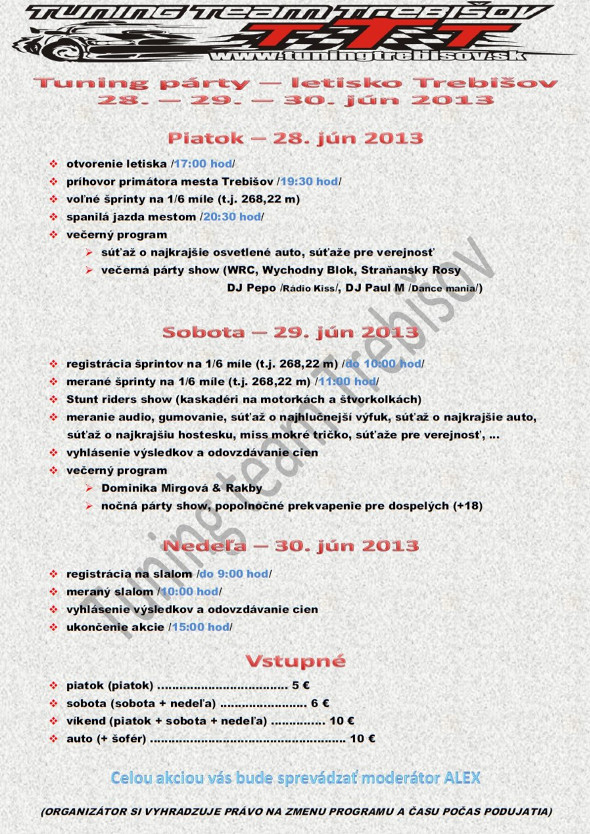 program tuning party trebišov 1