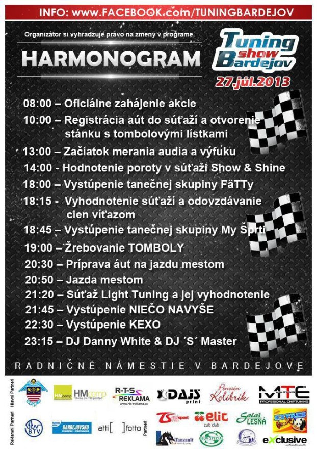 harmonogram tuning show Bardejov